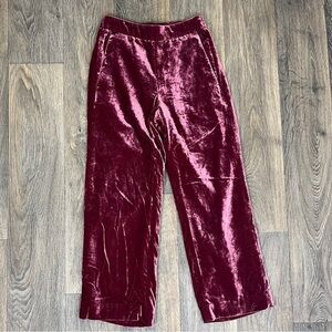 J.Crew Women’s Size 0 Crushed Velvet High Rise Cropped Wide Leg Trousers Pants